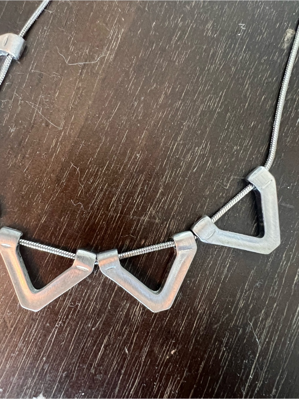 Modern Geometric Silver Triangle Necklace - Women - Picture 2 of 2